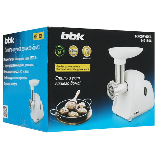 Купить Мясорубка электрическая BBK MG1506 белый  8166294. Характеристики, отзывы и цены в Донецке