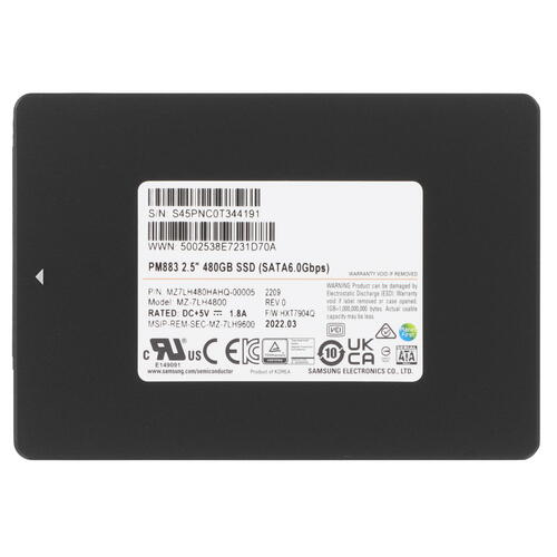 Купить 480 ГБ Серверный SSD накопитель Samsung PM883 [MZ7LH480HAHQ-00005]  5073045. Характеристики, отзывы и цены в Донецке