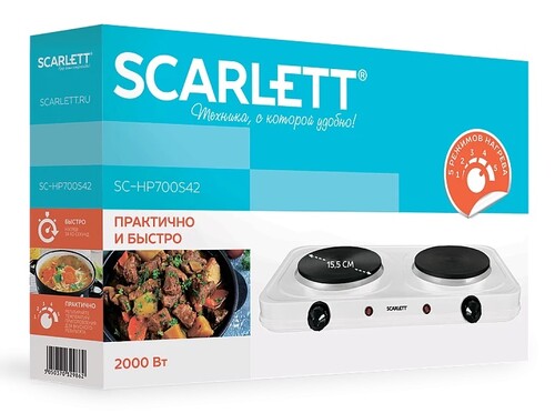 Купить Плита компактная электрическая Scarlett SC-HP700S42 белый  9007607. Характеристики, отзывы и цены в Донецке