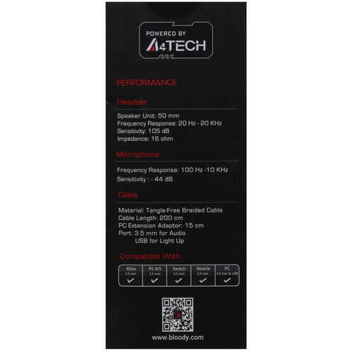 Купить Проводные наушники A4Tech Bloody G573P черный 2022  5070392. Характеристики, отзывы и цены в Донецке