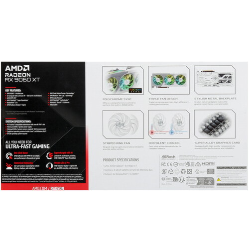 Купить Видеокарта ASRock AMD Radeon RX 9060 XT Steel Legend OC  5639842. Характеристики, отзывы и цены в Донецке