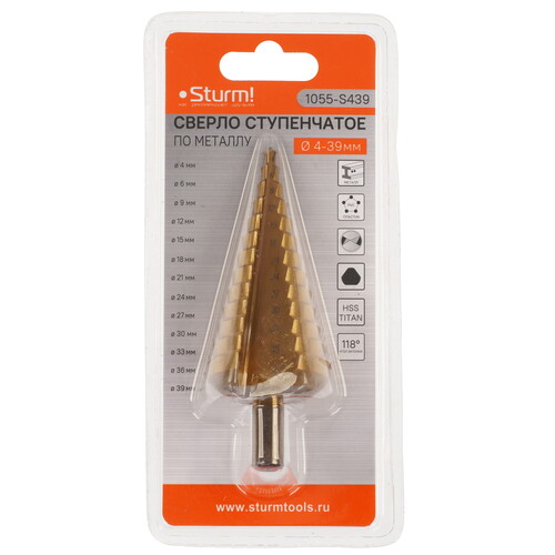 Купить Сверло ступенчатое Sturm! 1055-S439  9166852. Характеристики, отзывы и цены в Донецке