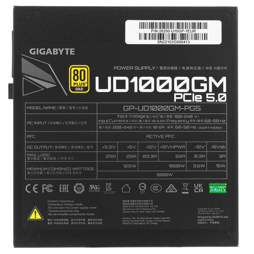 Купить Блок питания GIGABYTE UD1000GM PG5 [GP-UD1000GM PG5] черный  9907662. Характеристики, отзывы и цены в Донецке