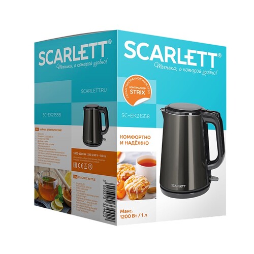 Купить Электрочайник Scarlett SC-EK21S58 черный  9278627. Характеристики, отзывы и цены в Донецке