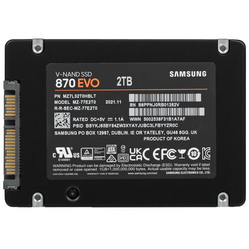 Купить 2000 ГБ 2.5" SATA накопитель Samsung 870 EVO [MZ-77E2T0B/EU]  5038009. Характеристики, отзывы и цены в Донецке