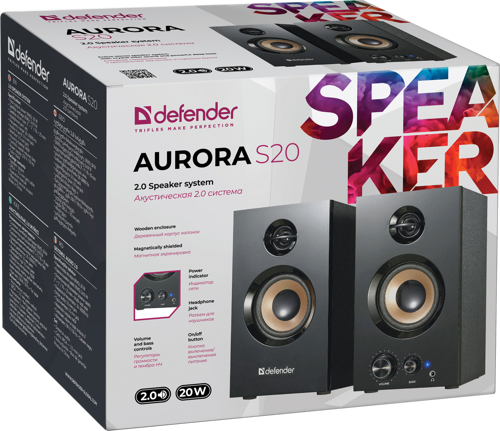 Купить Колонки Defender Aurora S20 черный  0134490. Характеристики, отзывы и цены в Донецке