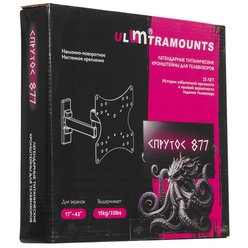 Купить Кронштейн для ТВ Ultramounts UM877 черный  9200235. Характеристики, отзывы и цены в Донецке