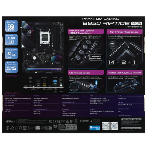 Купить Материнская плата ASRock B850 Riptide WiFi  5622713. Характеристики, отзывы и цены в Донецке