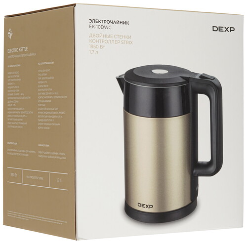 Купить Электрочайник DEXP EK-10DWC золотистый  9071649. Характеристики, отзывы и цены в Донецке