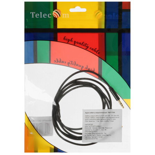 Купить Кабель   Telecom jack 3.5 мм - jack 3.5 мм черный  5602591. Характеристики, отзывы и цены в Донецке