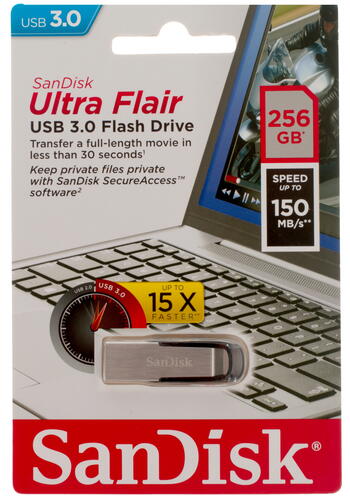Купить Память USB Flash 256 ГБ SanDisk Ultra Flair [SDCZ73-256G-G46]  1127025. Характеристики, отзывы и цены в Донецке