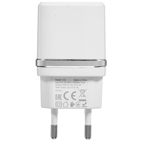 Купить Сетевое зарядное устройство Hoco C12 Smart белый  5367529. Характеристики, отзывы и цены в Донецке