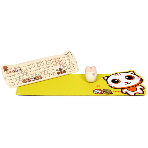 Купить Клавиатура+мышь беспроводная   DEXP Yellow Cats желтый  5410028. Характеристики, отзывы и цены в Донецке