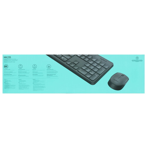 Купить Клавиатура+мышь беспроводная   Logitech MK235 Wireless Combo серый  1049089. Характеристики, отзывы и цены в Донецке