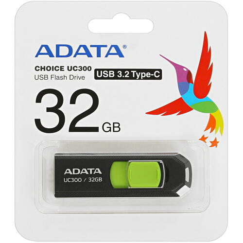 Купить Память OTG USB Flash 32 ГБ ADATA UC300 [ACHO-UC300-32G-RBK/GN]  5408523. Характеристики, отзывы и цены в Донецке
