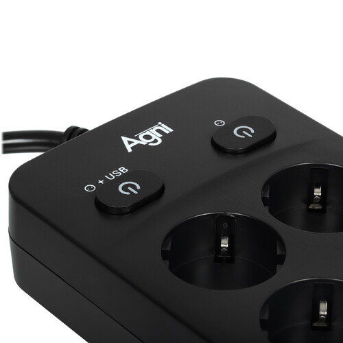 Купить Сетевой фильтр AGNI TP-FO4U10E-C черный  9289338. Характеристики, отзывы и цены в Донецке