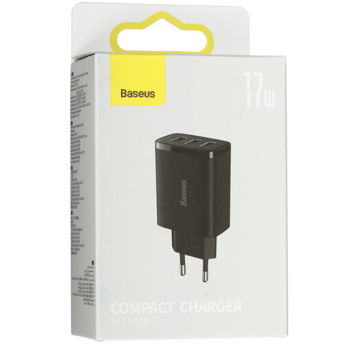 Купить Сетевое зарядное устройство Baseus Compact 3U черный  5495773. Характеристики, отзывы и цены в Донецке