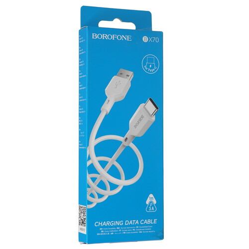 Купить Кабель круглый Borofone USB Type-C - USB 2.0 Type-A белый 1 м  5475018. Характеристики, отзывы и цены в Донецке