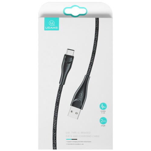 Купить Кабель круглый USAMS USB Type-C - USB 2.0 Type-A черный 2 м  5480427. Характеристики, отзывы и цены в Донецке