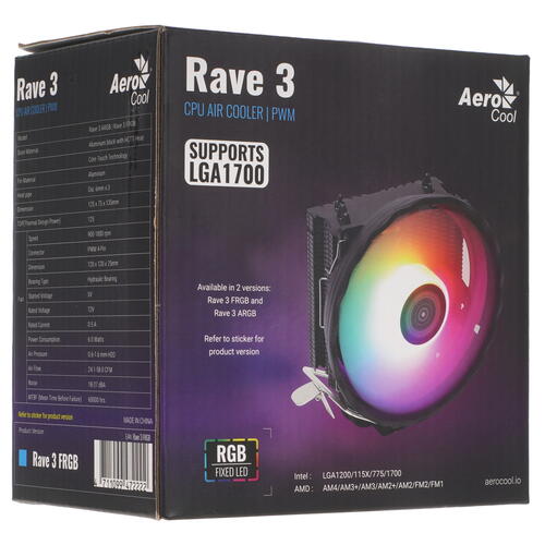 Купить Кулер для процессора AeroCool Rave 3 FRGB  5005767. Характеристики, отзывы и цены в Донецке