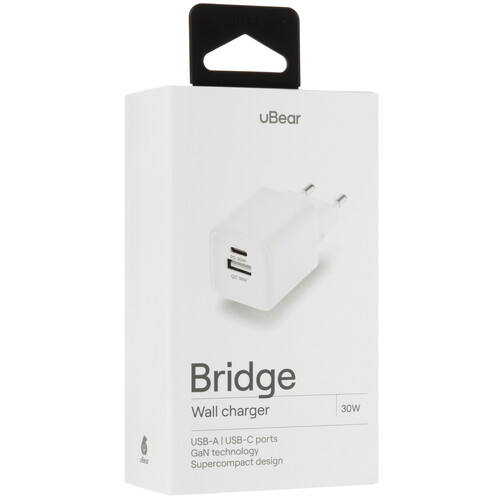 Купить Сетевое зарядное устройство uBear Bridge 30 белый  5466113. Характеристики, отзывы и цены в Донецке