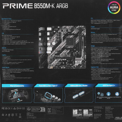 Купить Материнская плата ASUS PRIME B550M-K ARGB  5438039. Характеристики, отзывы и цены в Донецке