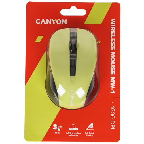 Купить Мышь беспроводная CANYON MW-1 [CNE-CMSW1Y] желтый  9140235. Характеристики, отзывы и цены в Донецке