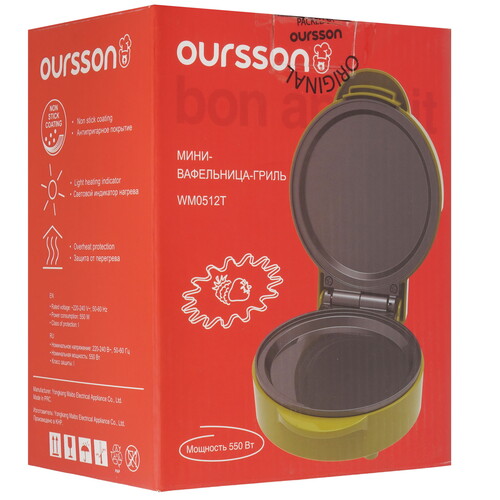 Купить Вафельница Oursson WM0512T/GA зеленый  9311876. Характеристики, отзывы и цены в Донецке