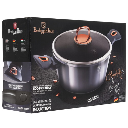 Купить Кастрюля Berlinger Haus  Moonlight Edition BH-6012 4.1 л 24 см серый  9150977. Характеристики, отзывы и цены в Донецке