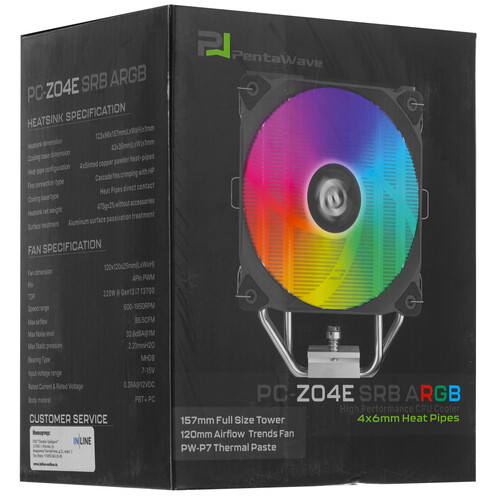 Купить Кулер для процессора PentaWave PC-Z04E SRB ARGB  9197189. Характеристики, отзывы и цены в Донецке