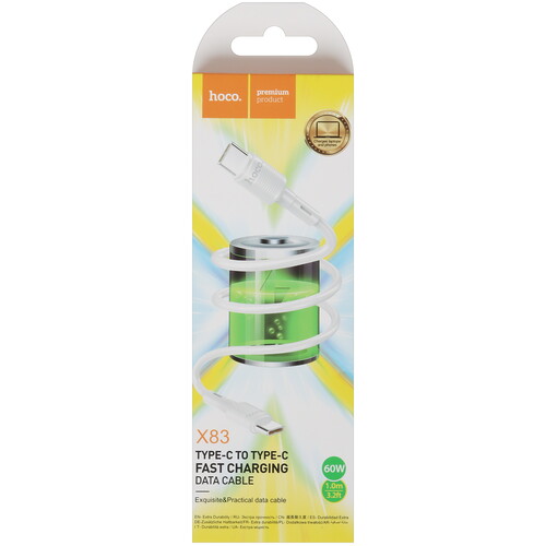 Купить Кабель круглый Hoco USB Type-C - USB Type-C белый 1 м  5474995. Характеристики, отзывы и цены в Донецке