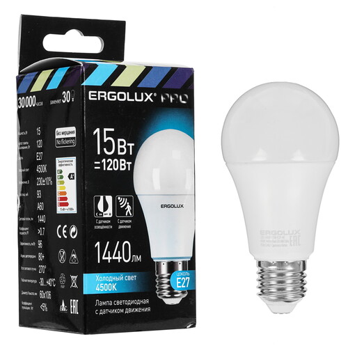 Купить Лампа светодиодная Ergolux LED-A60P-15W-E27-4K PRO  5467566. Характеристики, отзывы и цены в Донецке