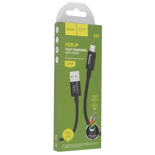 Купить Кабель круглый Hoco Lightning 8-pin - USB 2.0 Type-A черный 1 м  9238198. Характеристики, отзывы и цены в Донецке
