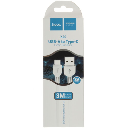 Купить Кабель круглый Hoco USB Type-C - USB 2.0 Type-A белый 3 м  5474972. Характеристики, отзывы и цены в Донецке