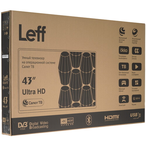 Купить 42.5" (108 см) Телевизор Leff 43U691T белый  5615048. Характеристики, отзывы и цены в Донецке