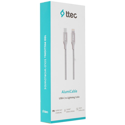 Купить Кабель круглый TTEC Lightning 8-pin - USB Type-C серебристый 1.5 м  9202630. Характеристики, отзывы и цены в Донецке