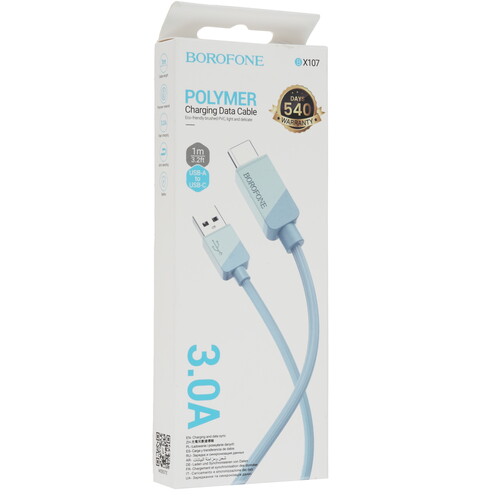 Купить Кабель круглый Borofone USB Type-C - USB 2.0 Type-A голубой 1 м  9238052. Характеристики, отзывы и цены в Донецке