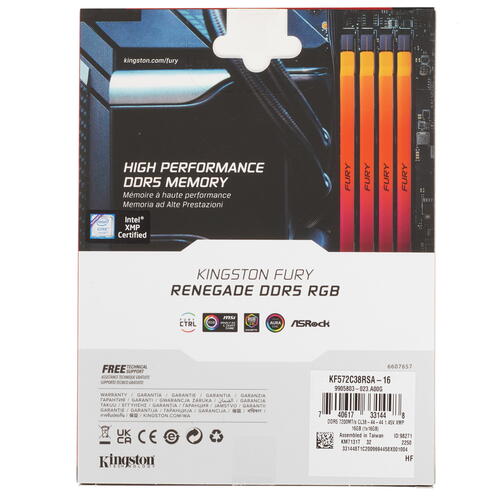 Купить Оперативная память Kingston FURY Renegade Silver RGB [KF572C38RSA-16] 16 ГБ  5090201. Характеристики, отзывы и цены в Донецке