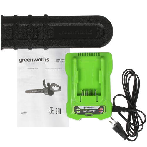 Купить Аккумуляторная цепная пила GreenWorks G40CS30IIK2  шина - 30 см (12")  5081486. Характеристики, отзывы и цены в Донецке