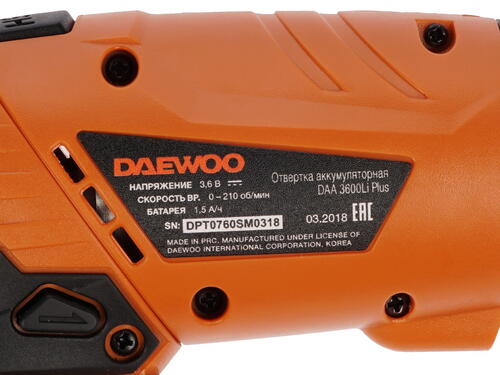 Купить Аккумуляторная отвертка DAEWOO DAА 3600LI Plus  1273567. Характеристики, отзывы и цены в Донецке