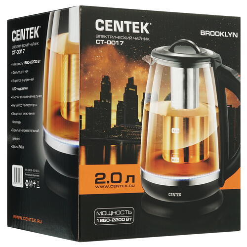 Купить Электрочайник Centek CT-0017 черный  8144184. Характеристики, отзывы и цены в Донецке