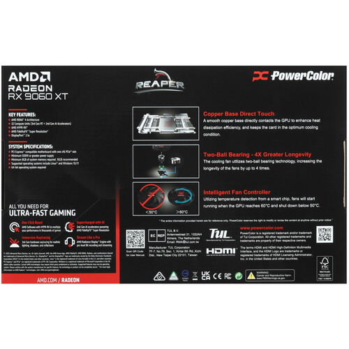 Купить Видеокарта PowerColor AMD Radeon RX 9060 XT Reaper  5634994. Характеристики, отзывы и цены в Донецке
