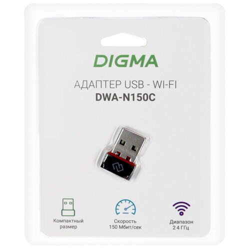 Купить Wi-Fi адаптер Digma DWA-N150C  9159415. Характеристики, отзывы и цены в Донецке
