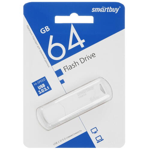 Купить Память USB Flash 64 ГБ Smartbuy Clue [SB64GBCLU-W3]  9055371. Характеристики, отзывы и цены в Донецке
