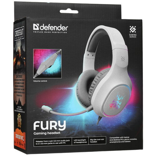 Купить Проводные наушники Defender Fury белый 2025  5616155. Характеристики, отзывы и цены в Донецке