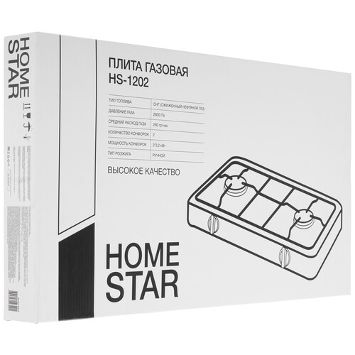 Купить Газовая плитка HOMESTAR HS-1202 черный  8136751. Характеристики, отзывы и цены в Донецке