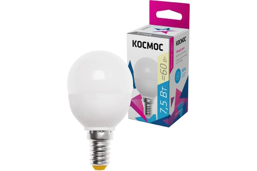 Купить Комплект светодиодных ламп Космос Lksm_LED7.5wGL45E1430  9303100. Характеристики, отзывы и цены в Донецке
