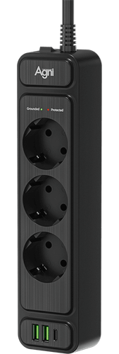 Купить Сетевой фильтр AGNI TP-FS3U3E-PD черный  9289359. Характеристики, отзывы и цены в Донецке