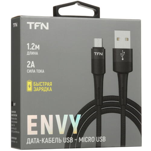 Купить Кабель круглый TFN micro USB - USB 2.0 Type-A черный 1.2 м  5465320. Характеристики, отзывы и цены в Донецке