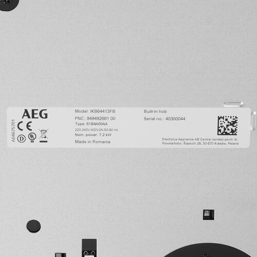 Купить Индукционная варочная поверхность AEG IKB64413FB  9101668. Характеристики, отзывы и цены в Донецке